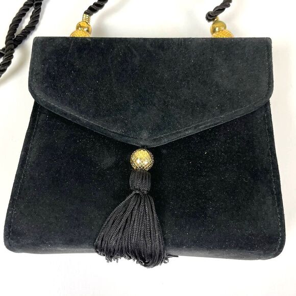 Mary Kay Cosmetics Black Suede Evening Bag Clutch Crossbody Shoulder Bag - Picture 3 of 5